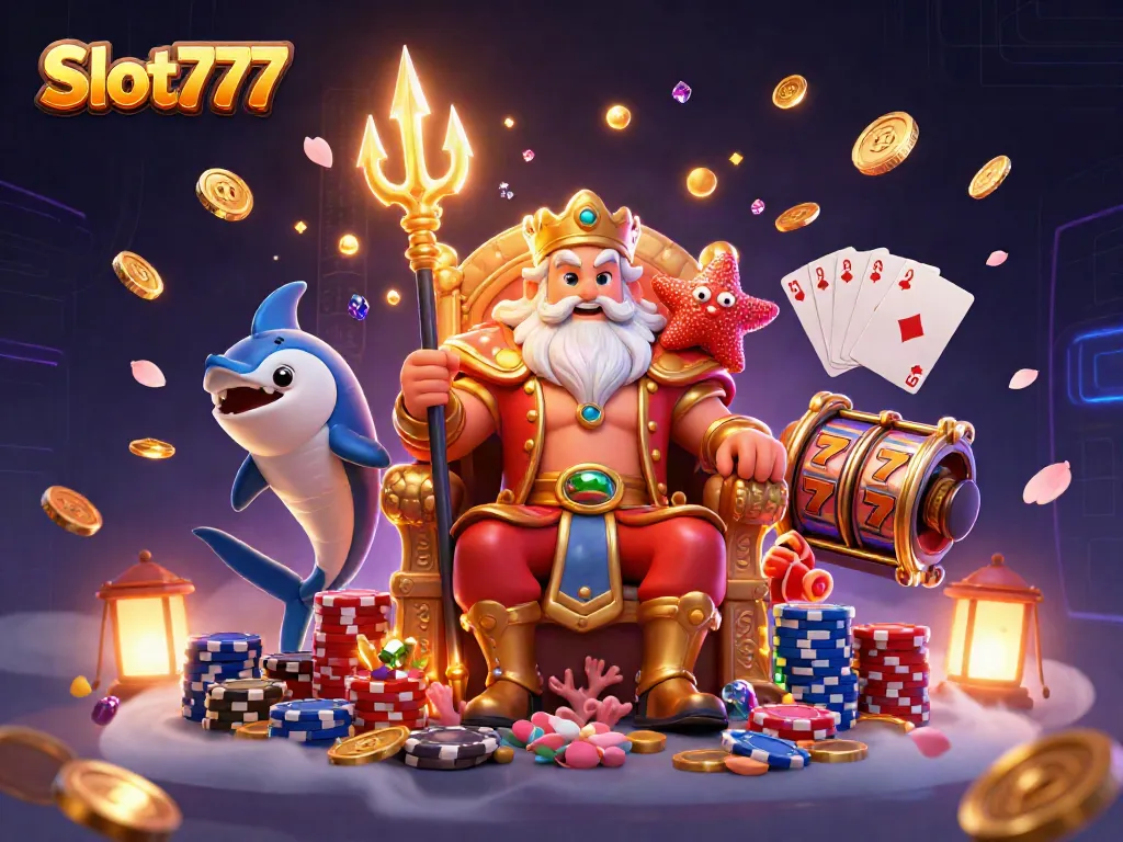 Memenangkan permainan di Slot777 dengan tampilan slot mesin yang menarik dan karakter 3D berwarna-warni.