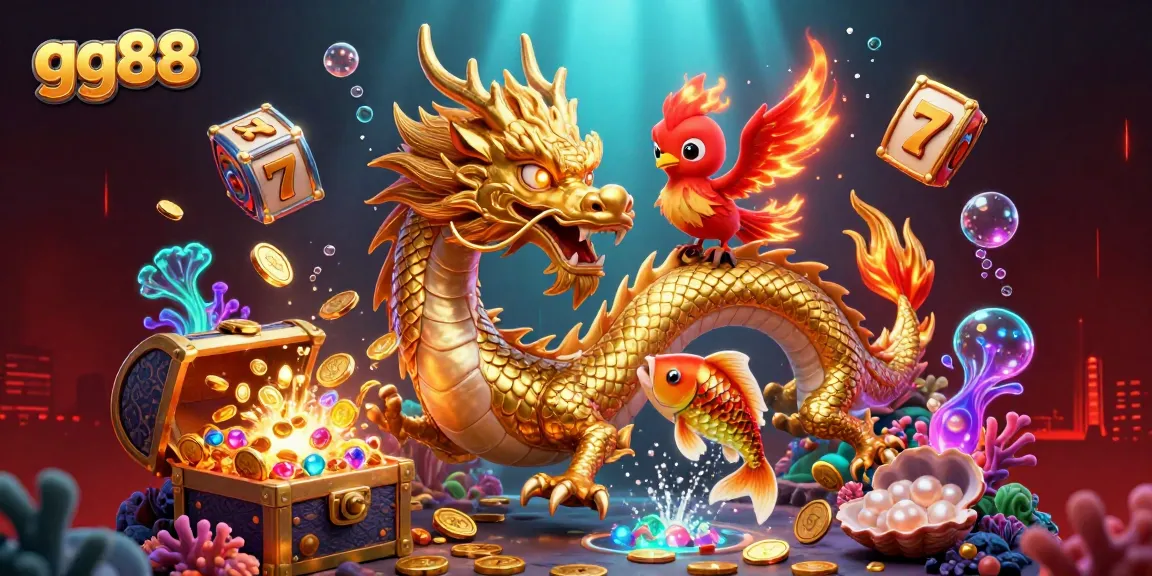 Experience thrilling gameplay with gg88's vibrant casino scene featuring dragons and coins.
