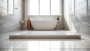 Showcasing an 800 x 800 shower base in a modern bathroom setting with sleek aesthetics.