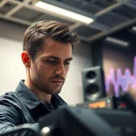 Creating stunning audio tracks through online mastering in a modern studio.