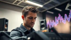 Creating stunning audio tracks through online mastering in a modern studio.