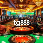 Experience thrilling gameplay at tg88 casino with poker chips and roulette wheel on display.