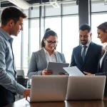Quickplus Business Consultants collaborating in a modern office environment.