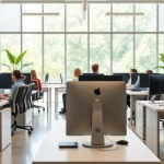 Efficient work atmosphere in a Typing Center showcasing professionals engaged in typing tasks.
