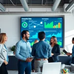 Enhance b2b competitive intelligence through collaborative team efforts in a high-tech office.