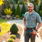 Professional landscaping contractor Pleasanton creating a stunning garden, showcasing expert design skills.