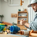 Showcasing whole house repiping services St Petersburg FL with a plumber examining varied pipes and tools.