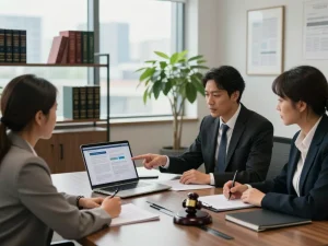 Company lawyer Richmond Hill Ontario advising clients on corporate law in a professional office.