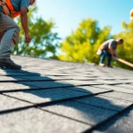 Installers working on a roof in South Jersey, showcasing safe practices and craftsmanship.