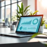Engaging workspace showcasing https://amc-essentials.com/ with modern tech and greenery.