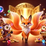 LLWIN showcases vibrant gaming elements with a colorful nine-tailed fox, expert owl, and treasure-rich casino experience.