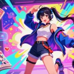 AI ecchi inspired character in a vibrant digital art scene, showcasing anime style and modern gaming culture.