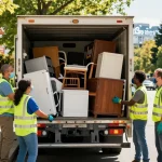 Efficient junk removal service in Vancouver, showcasing Go Junk Go team loading furniture and appliances.