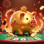 Engage in online gambling games with an epic showdown featuring dynamic casino characters and lively action.