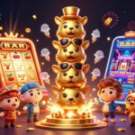 Experience the vibrant action of EA88 with animated casino elements and a totem pole bursting with fun.