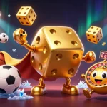Sunwin players enjoying dynamic gambling excitement through vibrant 3D illustrations filled with casinos and sports elements.