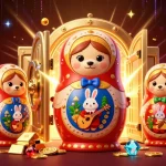 Engage with 11win's vibrant casino experience featuring a lively scene of animated characters and dazzling treasures.